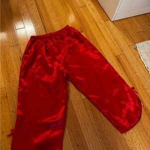 Vibrant Red Satin Pants